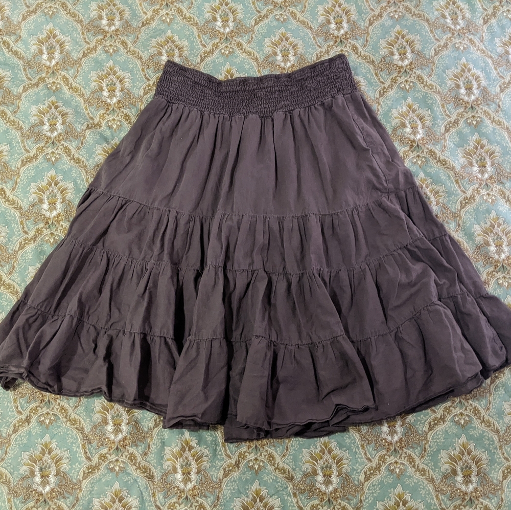 Brown fairycore grunge tiered skirt